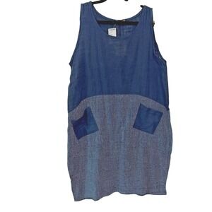 Beyond Capri Dress Blue One Size Fits Most 100% Cotton NWT Made in Italy
